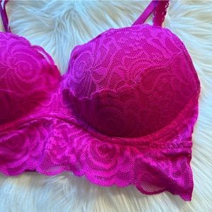 PINK Victoria’s Secret Fuchsia Pink Lace Underwire Bralette Size Small